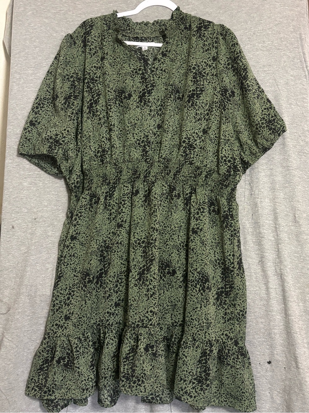 Ophelia Rose 3x Dress Short Sleeves Green/black Leopard Lightweight